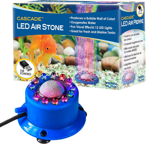 Penn-Plax Cascade Multi-Colored Rainbow LED Air Stone – Great Bubbler for Freshwater & Saltwater Aquariums – 2.5” Diameter...