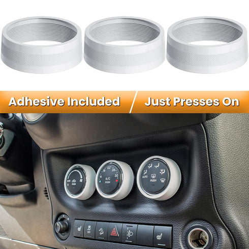 Audio Air Conditioning Button Cover Decoration Twist Switch Ring Trim for Jeep Wrangler JK JKU Patriot 2011-2018, Compass 11-16, Liberty 08-12, Do...