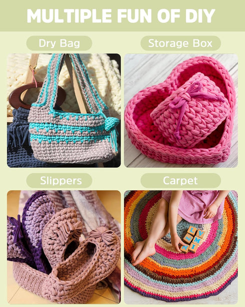 T-Shirt Yarn for Croheting Knitting - Tshirt Yarn for Slippers Storage Baskets Projects Bags Blanket Cushions, T shirt yarn 100g×2 (3.5oz×2), DIY ...
