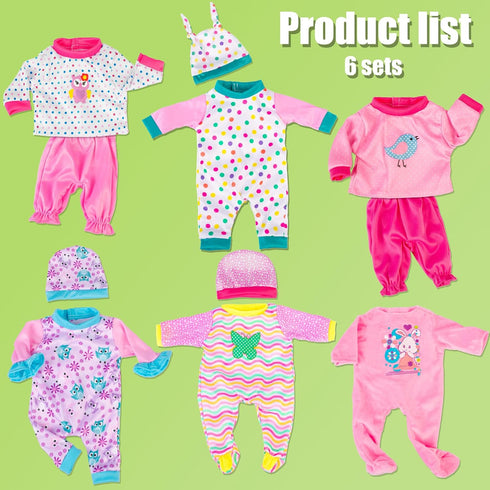 6 Sets Baby Doll Clothes Fancy Outfit Dress Doll Accessories 14-16 Inch Baby Doll Clothes Dresses Outfits Pjs for 43cm New Born Baby Dolls...