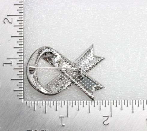 Faship Gorgeous Rhinestone Crystal Awareness Ribbon Brooch Pin...