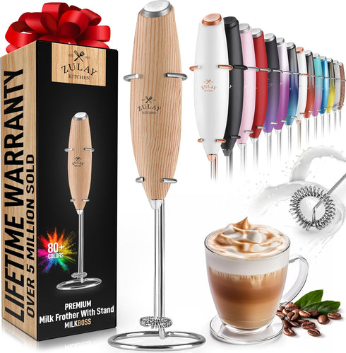 Zulay Kitchen Powerful Milk Frother Wand - Ultra Fast Handheld Drink Mixer - Electric Whisk Foam Maker for Coffee, Lattes, Cappuccino, Frappe, Mat...