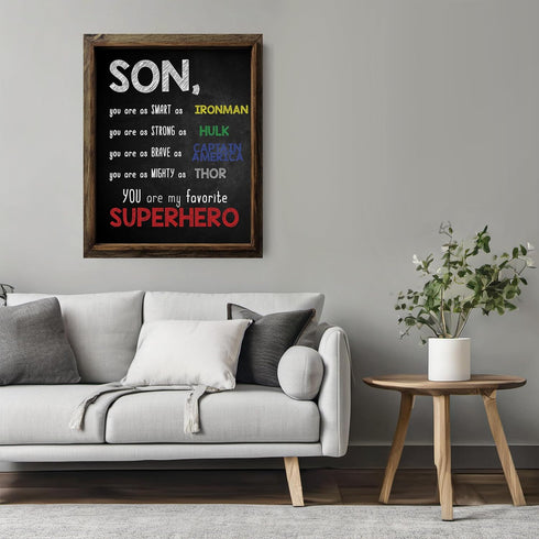 Posterizer 1 pcs-Son You Are My Favorite Superhero-Movie & Cinema Art-Typography Art-decor for Boys, Teens Bedroom- UNFRAMED Wall Art...