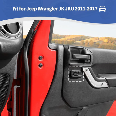 RT-TCZ for Jeep JK Door Lock Switch Cover Trim Carbon Fiber for Jeep Wrangler JK JKU 2011-2017 Black ABS Carbon Fiber Interior Accessories 2pcs...