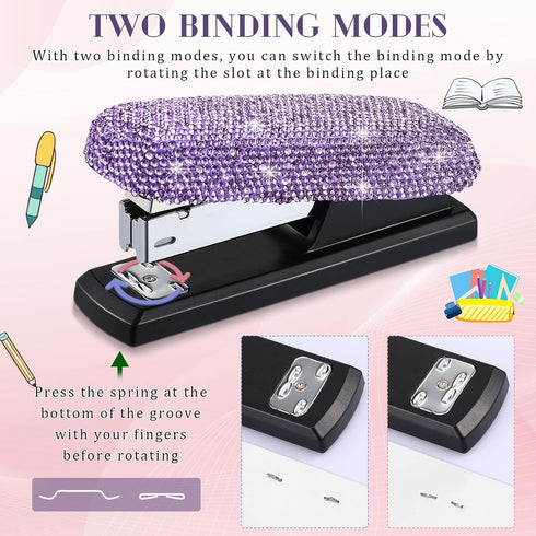 Bling Crystal Stapler Gift Sparkly Diamond Stapler for Desk Handmade Clay Rhinestone Machine Cute Stapler Pretty Office Stationery Kit Stylish Acc...