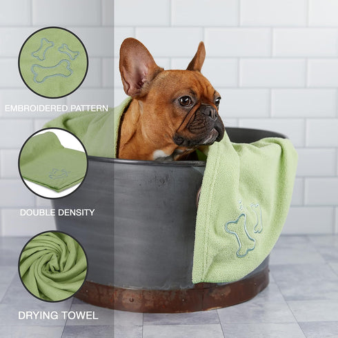 Animal Planet Bath Towel for Drying Dogs (Aqua) Embroidered Puppy Pattern, Super Absorbent Microfiber Towels 44 X 28. Great for Cleaning Pet After...