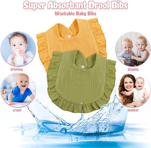 12 Piece Baby Muslin Bibs Bandana Drool Bibs for Boys and Girls Soft Adjustable Baby Bibs Cotton Teething and Drooling Bibs for Baby Toddler Infan...