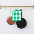 GROBRO7 5Pcs Cotton Buffalo Check Plaid Pocket Pot Holder Set Kitchen Heat Resistant Potholder Durable Cloth Potholders Bulk Green & White Oven Mi...