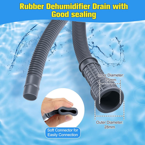 Saillong Patent Pending Dehumidifier Drain Hose, Flexible Universal Drain Hose with Cuttable Rubber Adapter and Connect Clamp, Hose Replacement fo...
