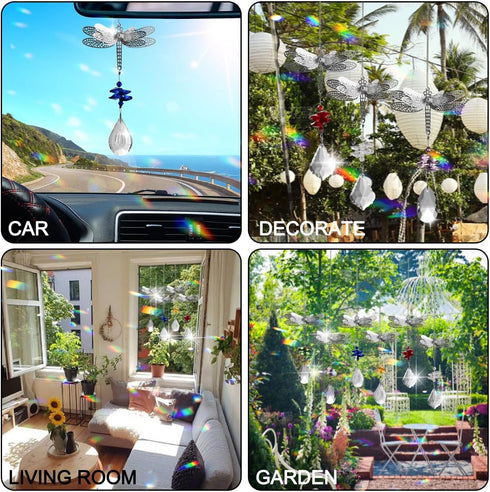 WEISIPU Crystal Suncatcher Prism - Dragonfly Suncatchers for Windows Hanging Rainbow Maker for Windows, Christmas Tree Decor, Gifts (Clear)...