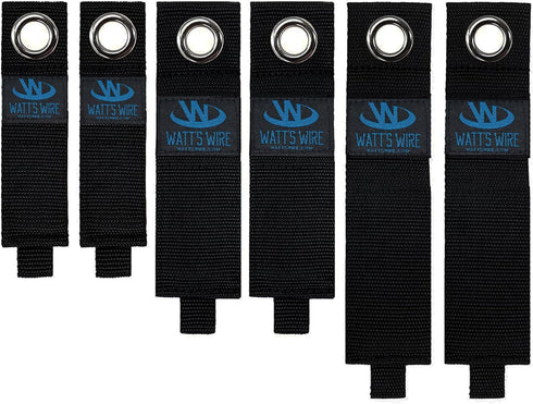 Heavy Duty Storage Straps - 6 Pack: 2 Medium, 2 Large, 2 XL - Extension Cord Ties - Storage Strap - By Watt's Wire...
