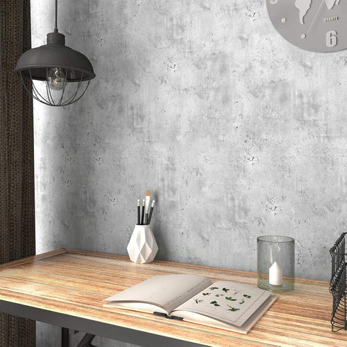 LACHEERY 15.8"x160" Grey Concrete Wallpaper Wall Paper Roll Peel and Stick Removable Self Adhesive Contact Paper for Countertops Cement Decorative...
