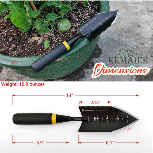 Heavy-Duty Trowel Garden Tool, Stainless Steel Serrated Hand Shovel for Effortless Digging, Weed Control, and Precise Bulb Planting...
