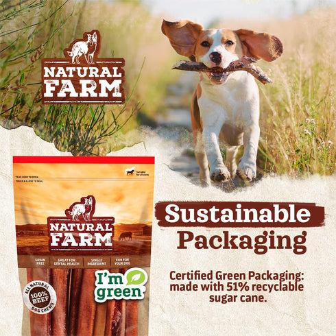 Natural Farm Bully Coated Gourmet Collagen Sticks (12 Inch, 3 Pack), Real Bully Beef Coated, 95% Natural Collagen Dog Chews, Supports Healthy Join...