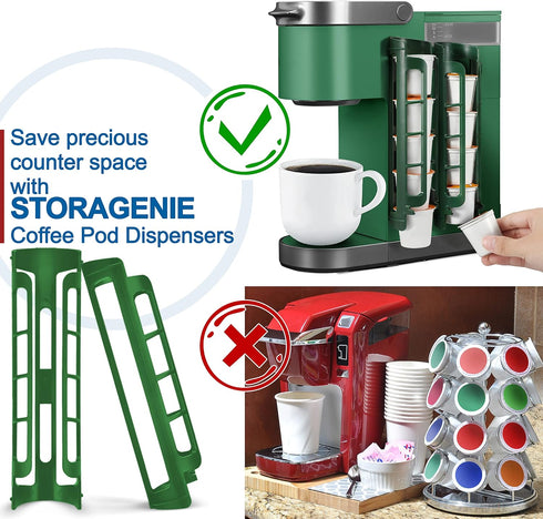 STORAGENIE Coffee Pod Holder for Keurig, Wall Mount Side Mount K Cup Storage, Perfect for Small Counters (2 Pack/for 10 Pods, EverGreen)...