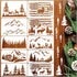10 Pieces Pine Tree Stencils for Painting, Mountain Stencil Template Reusable Forest Deer Stencils for Wood Burning Canvas Paper Fabric DIY Craft ...
