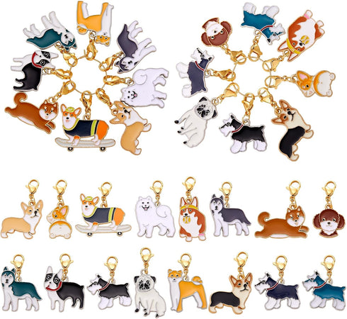 16Pcs Stitch Markers for Knitting Crochet Alloy Enamel Removable Lobster Claw Clasps for Knitting Weaving Sewing Quilting Handmade Jewelry (Dog)...