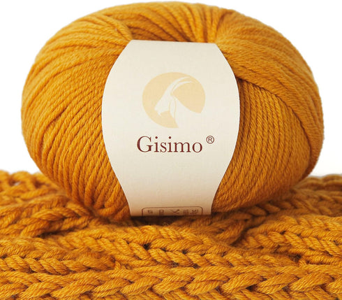 100% Merino Wool Yarn, 6-Ply Luxurious and Soft Yarn for Hand Knitting & Crocheting, 1.76 OZ/50g, 127 yds/116 Meters (Pumpkin, 1 Ball)...
