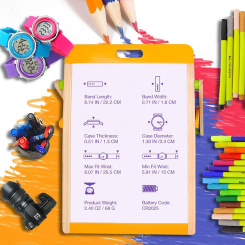 Gosasa Kids LED Digital Electrical Luminescent Silicone Outdoor Sport Waterproof Alarm Children Dress Wrist Watch with Stopwatch for Boys Girls...