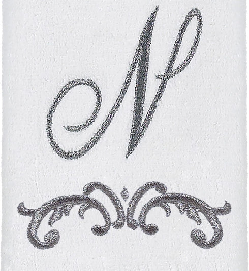 Avanti Linens - Fingertip Towel, Soft & Absorbent Cotton Towel, Scroll Design, Cursive Style Decor (Monogram Collection, Initial N)...