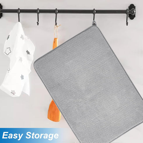 2 Pcs Large Dish Drying Mat for Kitchen Counter,24 x 17 inch Absorbent Microfiber Dishes Drainer Mats,XL Dish Drying Pad for Countertops,Racks,Und...