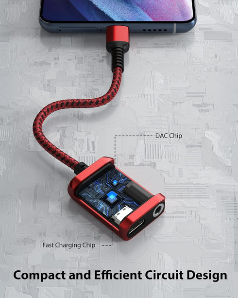 Stouchi USB C to 3.5mm Headphone and Charger Adapter, 2 in 1 USB-C to Aux Audio Jack with Safe 30W Fast Charging, Hi-res DAC Compatible with Samsu...