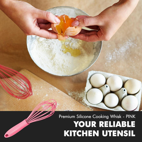 Chef Craft Premium Silicone Wire Cooking Whisk, 10.5 inch, Pink...