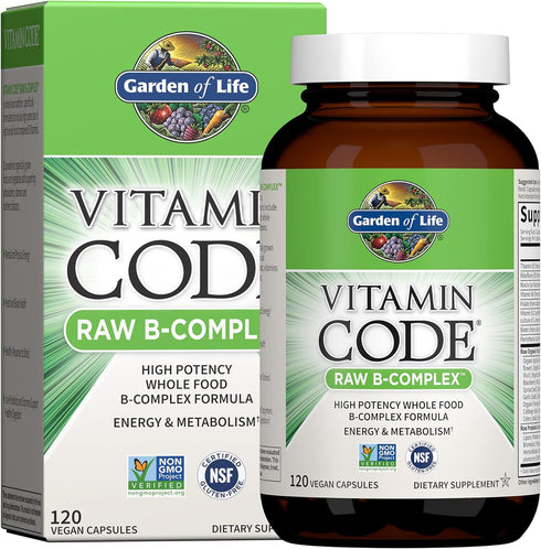 Garden of Life Vitamin B Complex - Vitamin Code Raw B Complex - 120 Vegan Capsules, High Potency B Complex Vitamins for Energy & Metabolism with B...