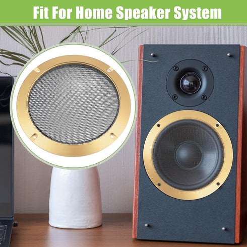 ACROPIX Universal 6.5" Car Speaker Grills Cover Mesh Round 6.5 Inch Audio Speaker Subwoofer Guard Protector Case with Screws Iron Gold Tone Black ...