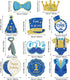 30 Pieces Mr Onederful Boys 1st Birthday Decorations, Blue and Gold Baby 1st Birthday Party Hanging Foil Swirls Ceiling Mustache Toppers Sign Deco...