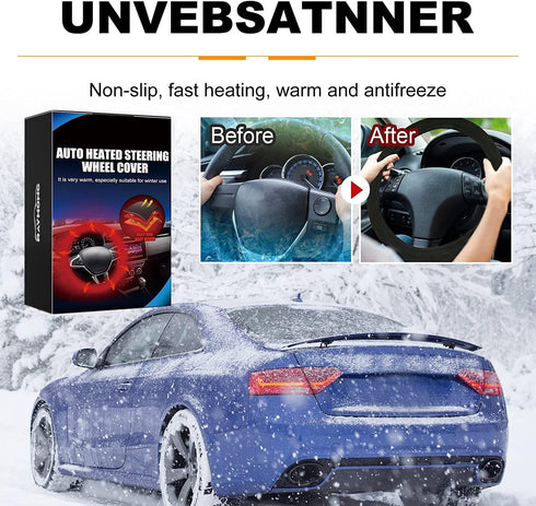 Heated Steering Wheel Cover 15" Steering Wheel Warmer 12V Heated Auto Steering Wheel Protector Cover for Winter Universal Fit Steering Wheel Outer...