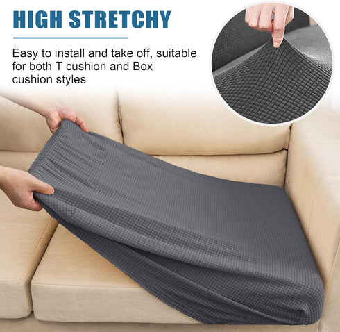 Water-Repellent Sofa Cushion Covers Jacquard High Stretch Fabric Furniture Protector for Living Room, Washable Sofa Seat Slipcover, 1 Seater Sette...