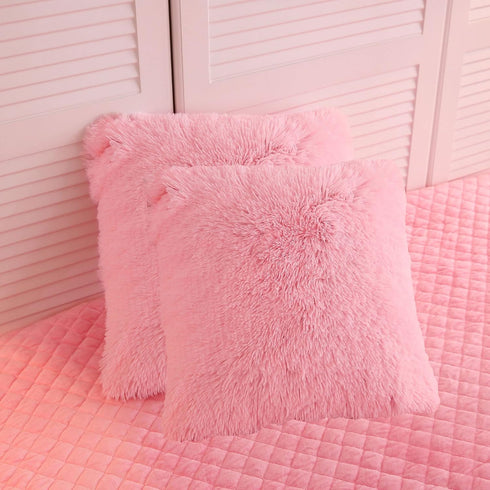 LIFEREVO 2 Pack Fluffy Faux Fur Pillow Shams,18 x 18 Inches Throw Pillow Covers,Luxury Decorative Furry Pillowcases Cushion Cover for Christmas,Zi...