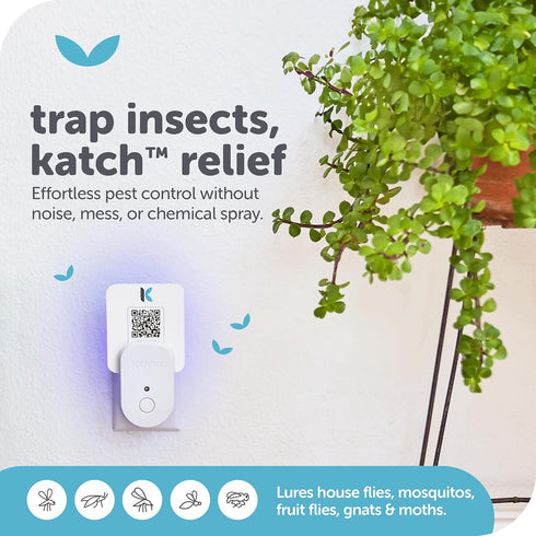 KATCHY Indoor Plug-in Insect Trap - Catcher & Killer for House Flies, Mosquitoes, Fruit Flies, Gnants, and Mosquitos - Chemical-Free, Eco-Friendly...