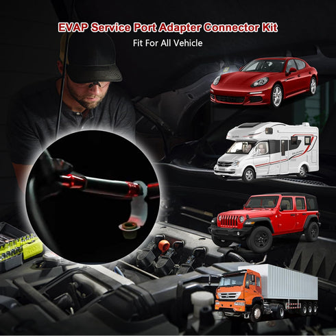 EVAP Service Port Adapter Connector Kit - with Valve Removal Tool - Fits all Automotive Smoke Leak Detection Machine Connection Kits...