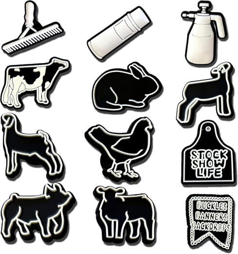 12 Pcs Livestock Farm Shoe Charms, Shoe Decoration Party Gifts For Boys, Girls, Kids, Women. (12Pcs Livestock)...