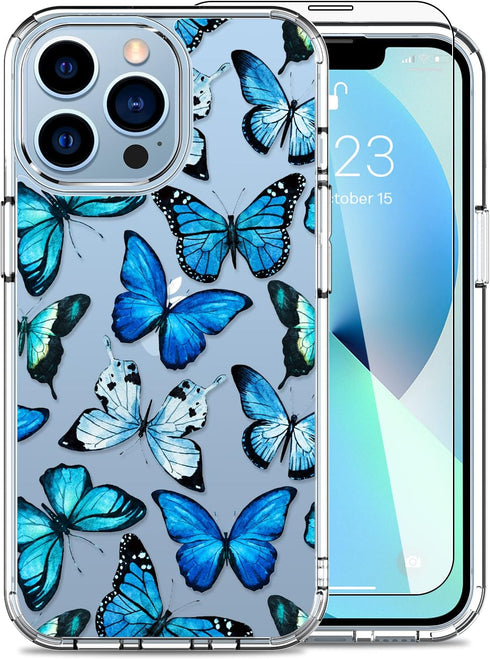 LUHOURI Designed for iPhone 13 Pro Case with Screen Protector - Crystal Acrylic Clear for Women and Girls - Slim Fit Protective Phone Cover 6.1" -...