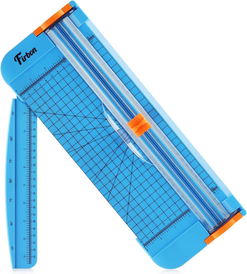 Firbon Blue A4 Paper Cutter, 12 Inch Titanium Straight Paper Trimmer with Side Ruler for Scrapbooking Craft, Paper, Coupon, Label, Cardstock...