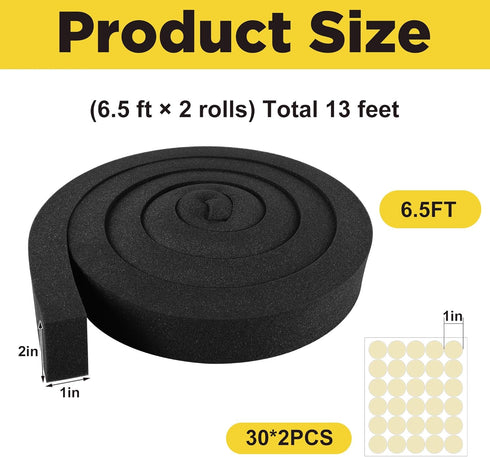 2 inch x 6.5 ft Air Conditioner Foam Tape-2Pcs Foam Air Conditioner Weatherseal Tape-Non-Adhesive Foam Seal Strip with Glue Point for Air Conditio...