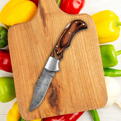 Handmade Damascus Pocket Knife for Men - 6.5 Inches Damascus Folding Knife with Sheath - Pocket Knives and Folding Knives with Back Lock - Best fo...
