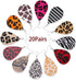 Hicarer 20 Pieces Leather Earrings for Women Petal Leopard Print Teardrop Dangle Earrings(Solid Teardrop Style)...