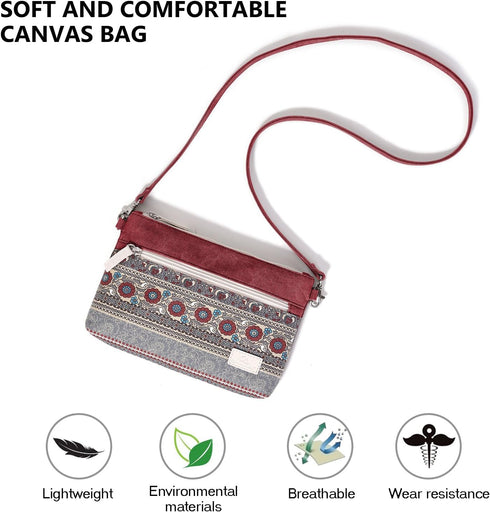 ArcEnCiel Small Crossbody Bag Canvas Cell Phone Purse Wallet with Shoulder Strap Handbag for Women Girls...