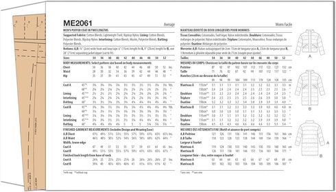 Know Me Men's Oversized Puffer Coat Sewing Pattern Packet, Sizes 44-46-48-50-52, Multicolor...