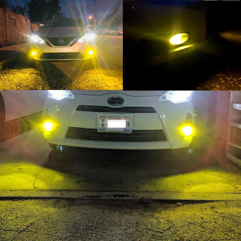 Alla Lighting PSX24W 2504 LED Fog Lights Bulbs, 3000K Golden Yellow 12276, 360° Light Output Super Bright 3030 SMD Replacement for Cars, Trucks, S...