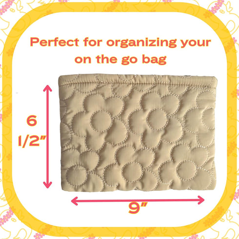 Quilted Flower Design Make Up Bag Organizer Storage Pouch for Women Girls Cosmetics Toiletry Bag Make Up Pouch for Handbag Purse Tote Organization...