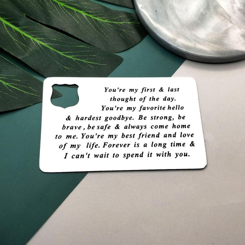 Vadaka Police Officer Gift Metal Wallet Insert Card for Boyfriend Police Jewelry Husband Gift From Wife Couple Gift Anniversary Card Gifts Engrave...