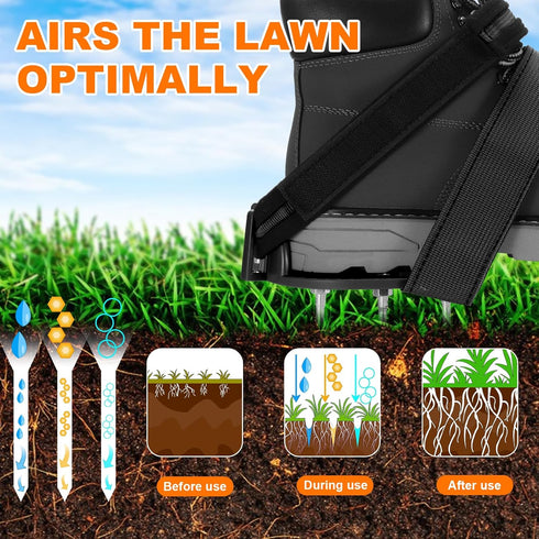 Lawn Aerator Shoes, Fully Assembled Stainless Steel Spikes Shoes, Adjustable Gardening Shoes Lawn Aerator Tool Aeration Shoes Suitable for Lawn Ya...