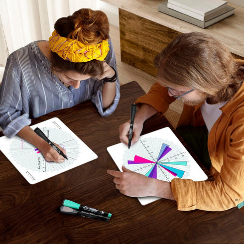 SCRIBBLEDO Circular Grid 12"x12" Large Graph Dry Erase Board Double-Sided White Board Drawing Polar Grid Lines Graphing Architectural Gridded 3D D...