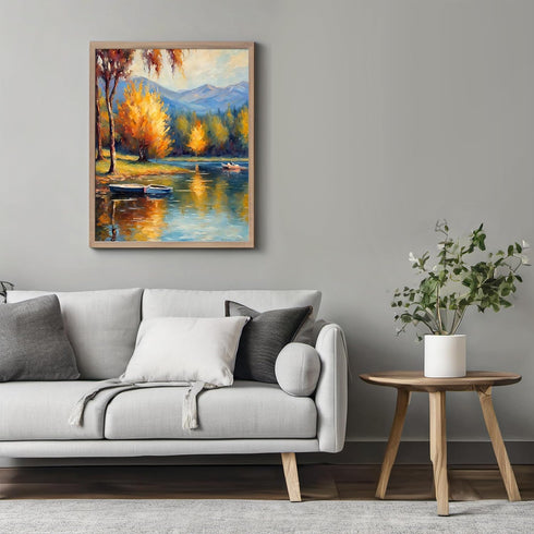 Posterizer 1 pcs- lake scene-nature-oil painting style 3-Landscape & Nature Art-Floral Botanical Art- Decor for Home & Office- unframed wall art...