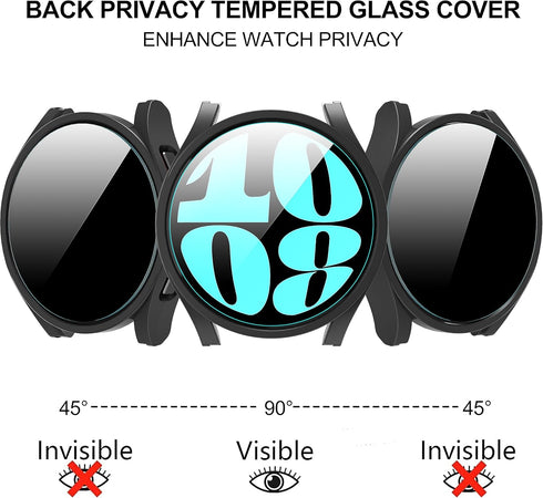 Suoman 4+4 Pack for Samsung Galaxy Watch 6 44mm Case,Privacy Screen Protector+HD Screen Protector+ All-Round PC Matte Protector Cover Set [Anti-Pe...